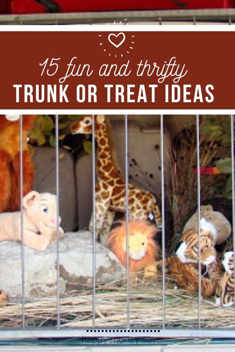 Our family LOVES trunk or treat's, and we love decorating our car trunks for it even more!! These are 15 fun and thrifty trunk or treat decorating ideas that are easy enough for anyone to make! #easy #diy #halloween #trunkortreat | happymoneysaver.com Trick Or Trunk Ideas For Trucks, Simple Trunk Or Treat Ideas, Trunk Or Treat Decorating Ideas, Diy Trunk, Baby Trunks, Trunker Treat Ideas, Trunk Or Treat Ideas, Best Characters, Dog Hotel