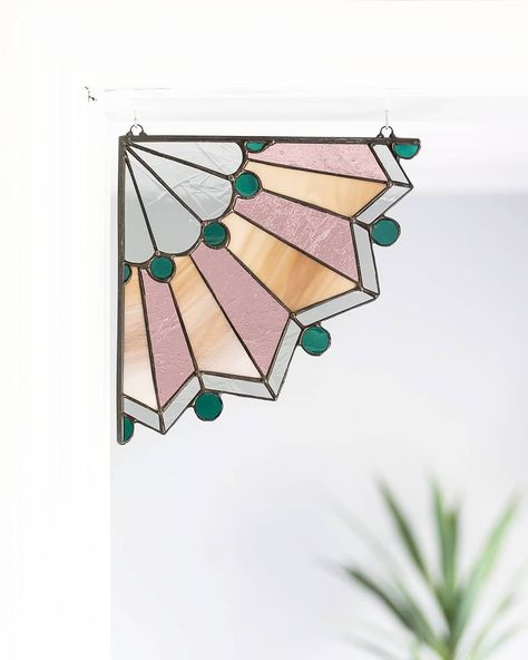 Stained Glass | Bornfleth on Instagram: “Just added a few of these sunburst corner pieces to our shop! Link in bio. Enjoy your day!” Corner Stained Glass Piece, Stained Glass Corner Pieces, Stained Glass Corner Panels, Stained Glass Corner, Glass Work, Enjoy Your Day, Stained Glass, Link In Bio, Glass Art