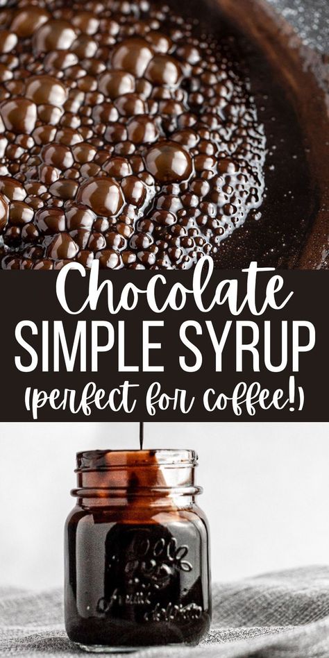 Homemade Chocolate Syrup For Coffee, How To Make Chocolate Syrup With Cocoa, Diy Simple Syrup For Coffee, Fall Simple Syrup, Chocolate Simple Syrup For Cakes, Hazelnut Simple Syrup, Syrup Recipes For Coffee, Simple Syrups For Coffee, How To Make Coffee Syrup Homemade