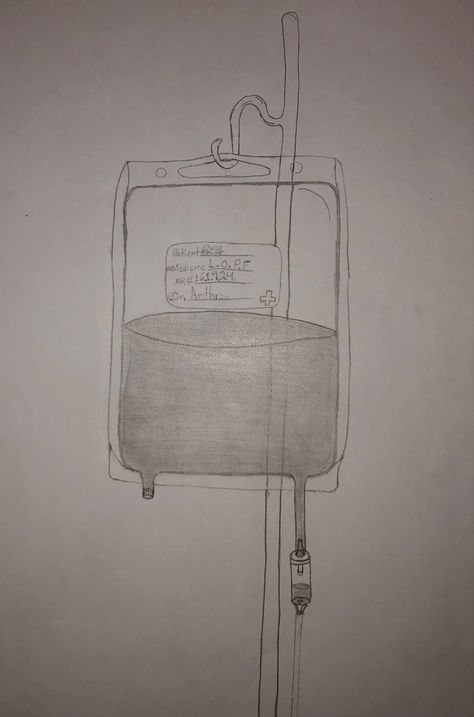 An Iv bag giving pain to the one connected to it. Illustration for those with chronic pain. 16.1.8.24=pain and L.O.P.F= life of pain forever. Iv Bag, Drawing Bag, Chronic Pain, Drawings