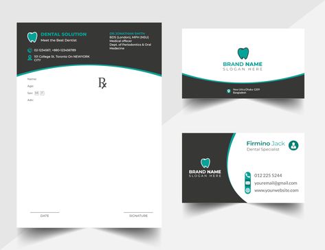 Dental Clinic Business Card, Dentist Prescription Pad Design, Dr Visiting Cards Design, Medical Prescription Design Creative, Medical Letterhead Design, Medical Stationary Design, Dental Clinic Name Board Design, Doctors Prescription Design, Doctor Letterhead Design