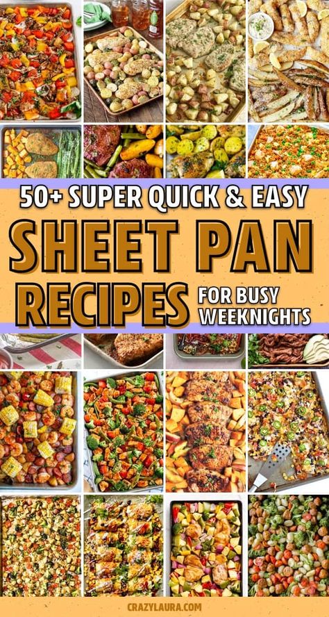 If you need a super quick and easy weeknight meal for the family, these sheet pan recipes will have dinner on the table in less than an hour! #sheetpandinner #sheetpanmeal #sheetpanrecipe #quickdinner #easydinner #dinnerrecipe Sheet Pan Meals Chicken, Sheet Pan Dinners Chicken, Easy Sheet Pan Dinners, Sheet Pan Suppers, Sheet Pan Dinners Recipes, Recipe Sheets, Healthy Turkey, Pan Recipes, Cooking Pan