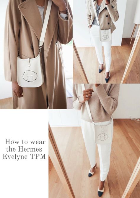 Hermes Evelyne TPM Review. How to wear the Hermes Evelyne. How to style Hermes Evelyne mini. Classic outfits. Workwear outfits. Sac Evelyne Hermes, Hermes Evelyne Tpm Outfit, Hermes Evelyne Mini Outfit, Hermes Evelyne Outfit, Hermes Bag Evelyne, Evelyn Bag Outfit, Hermes Evelyn Bag Outfit, Hermes Bag Outfit, Hermes Belt Outfit