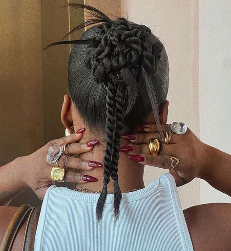 How To Do A French Roll Hairstyles, Braided Slick Back Bun, Braided Low Bun For Black Women, 4c Low Bun, Braided Slick Back, Creative Hairstyles For Black Women, Low Bun Hairstyles For Black Women, Buns With Braids, Bread Hair