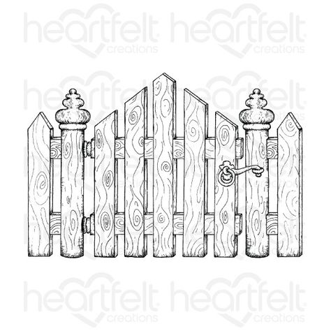 Heartfelt Creations - Celebrate The Season Collection - Festive Gate Cling Stamp… Gate Drawing, Silhouette Template, Magnolia Stamps, Winter Szenen, Good Night Messages, Heartfelt Creations, Digi Stamps, Zentangle Art, Flower Images