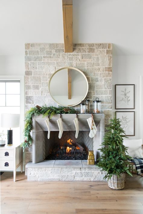 Our Favorite Holiday Décor Over the Years - Studio McGee Mcgee And Co Fireplace, Studio Mcgee Fireplace, Mcgee And Co, Holiday Mantle, Rock Fireplaces, Interior Minimalista, Christmas Tablescape, George Nelson, Home Fireplace