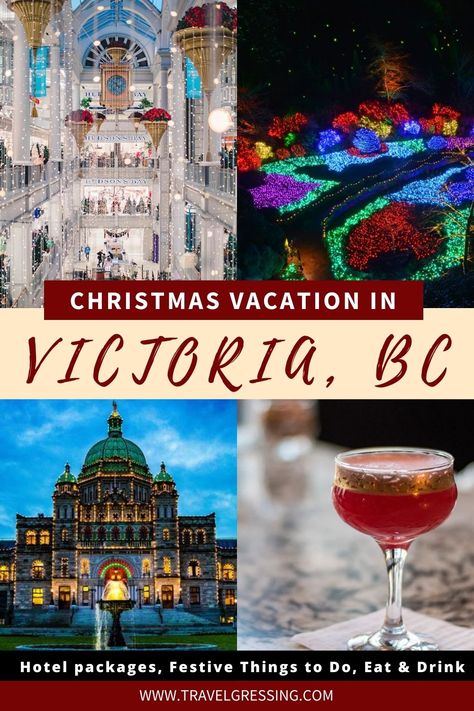 From the the twinkling red and green lights of British Columbia’s Parliament buildings to the magical wonderland of the Butchart Gardens, Victoria continues to embrace the festive season in new and adapted ways this year. Here are a few suggestions on where to stay, eat & drink, and things to do during Christmas in Victoria. ***victoria | victoria trip ideas | victoria travel | British Columbia | victoria ideas | travel victoria | victoria vacation | Vancouver island vacation | victoria bc Visiting Victoria Bc, Victoria Bc Winter, Things To Do During Christmas, Victoria Christmas, Vancouver Vacation, Green Lights, Victoria Island, Butchart Gardens, Instagram Locations