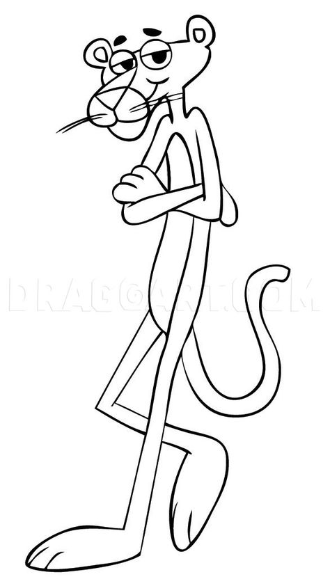 Draw Pink Panther, Panther Coloring Pages, Pink Panther Cartoon, Panther Tattoo, Coloring Pages Inspirational, Disney Art Drawings, Cartoon Tattoos, Pink Panther, Cartoon Coloring Pages