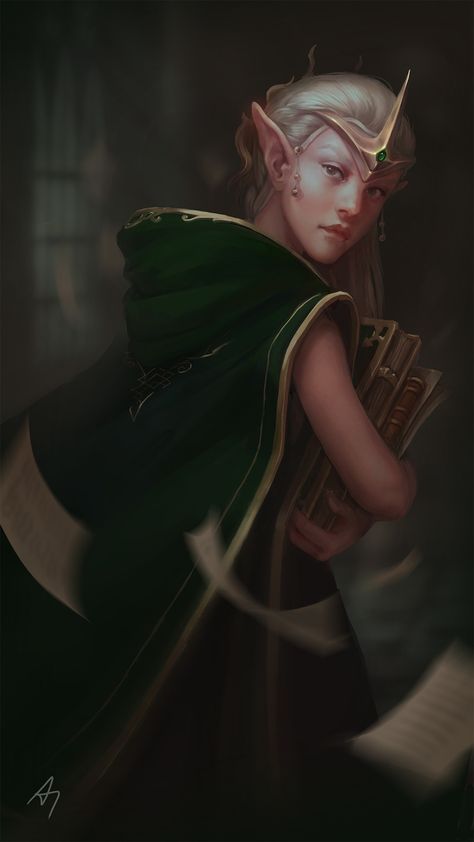 ArtStation - Elven princess, Anastasiya Chorna Wizard Robes, Moon Elf, Elven Princess, High Elf, Fairy Queen, Fantasy Images, Princess Art, Digital Comic, Character Portraits