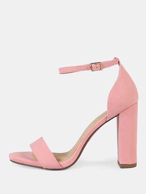 Pink Prom Shoes, Light Pink High Heels, Hoco Heels, Pink Chunky Heels, Light Pink Heels, Pink Block Heels, Homecoming Shoes, Black Ankle Strap Heels, Ankle Strap Chunky Heels