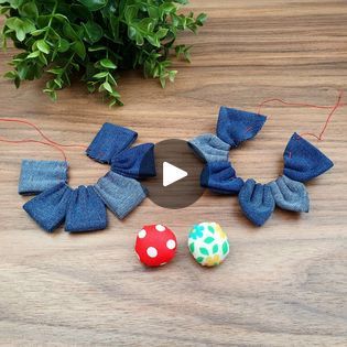 Making Flowers Tutorial from Denim Fabric with Two Different Methods | Making Flowers Tutorial from Denim Fabric with Two Different Methods | By DIY VaktiFacebook Denim Flowers Diy How To Make, Diy Recycled Projects, Denim Flowers, Diy Recycle, Recycled Projects, Sewing A Button, Flower Tutorial, Denim Fabric, Flowers Diy