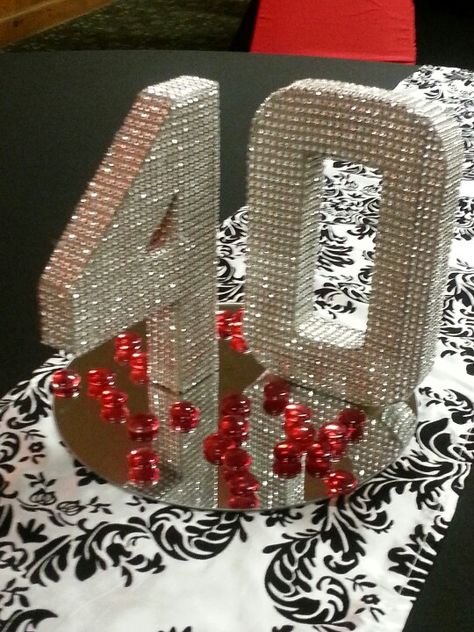 40th Bling Centerpiece Bling Birthday Party, Bling Centerpiece, 40th Party Ideas, 40th Bday Ideas, 40th Anniversary Party, Bling Party, 40th Wedding Anniversary, Birthday Centerpieces, 80th Birthday Party