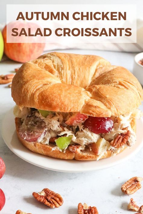 Fall Chicken Salad, Chicken Salad Croissants, Autumn Chicken, Luncheon Recipes, Chicken Salad Croissant, Chicken Lunch Recipes, Healthy Chicken Salad Recipe, Recipe For Fall, Chicken Lunch