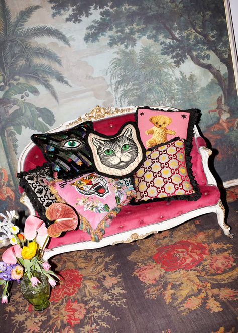 Gucci Home Decor, Gucci Home, Gucci Gifts, Lipstick Collection, Home Decor Sale, Embroidered Cushions, Curated Gifts, Animal Sculptures, Velvet Cushions