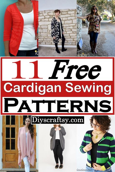 Cardigan Sewing Pattern, Diy Cardigan, Sewing Patterns For Women, Free Sewing Patterns, Old Sweater, Maxi Dress Pattern, Classic Cardigan, Comfortable Sweater, Patterned Cardigans