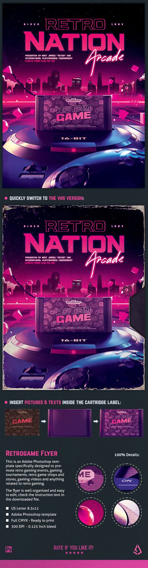 Retro Gaming Flyer 80s Neon Game Night on Behance Video Game Posters Retro, Neon Game, Shop Banner Design, Retro Games Poster, Photoshop Template Design, 80s Neon, Gaming Posters, Graphic Design Infographic, Retro Artwork