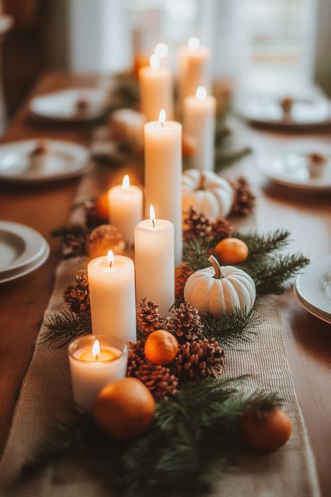 Rustic Friendsgiving tablescape ideas are always a favorite of mine! Burlap table runners paired with mason jar candles and wildflowers create such an earthy, homey vibe. Add wood slices for a charming finishing touch. Doesn’t this sound like the coziest way to celebrate Thanksgiving? Thanksgiving Decorations Simple, Simple Thanksgiving Centerpieces, Simple Thanksgiving Decor, Friendsgiving Table Decor, Thanksgiving Table Settings Rustic, Thanksgiving Centerpieces Table, Thanksgiving Table Settings Centerpieces, Friendsgiving Tablescape, Friendsgiving Table