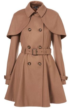 This is basically an Inverness trench coat, and I am all about it. Trenchcoat Outfit, Cute Coats, Trendy Skirts, Style Coat, Coat Outfits, Mode Vintage, Coat Fashion, Trench Coats, Coat Dress