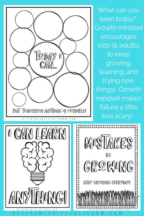 Growth mindset celebrates the process, the effort of learning new things, rather than the outcome. Do we want a positive outcome? Yes, ma'am. But sometimes trying weird, new things, requires taking a risk, maybe even failing. Use these free printable coloring sheets and prompts to encourage your kids to keep learning! Growth Mindset Coloring Pages, Class Printables, Bujo Daily, What Is Growth Mindset, Teaching Growth Mindset, Growth Mindset Classroom, School Lifestyle, Mindset Activities, Growth Mindset Activities