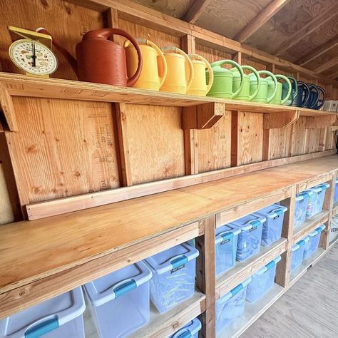 10 Shed Shelving Ideas | Family Handyman Shed Organization Ideas Diy Storage, Garden Shed Organization Ideas Interiors, Inside Storage Shed Ideas, Shed Alternatives, Shed Organisation Ideas, Inside Shed Ideas Storage, Organizing A Shed, She’d Organization, Tuff Shed Interior Ideas