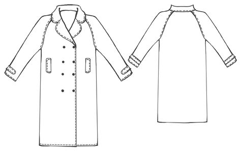 Long Coat With Raglan Sleeves  - Sewing Pattern #5022 Made-to-measure sewing pattern from Lekala with free online download. Coat Pattern Sewing, Blouse Pattern Sewing, Skirt Patterns Sewing, Womens Sewing Patterns, Sewing Skirts, Coat Patterns, Dress Sewing Pattern, Selling Clothes, Short Coat