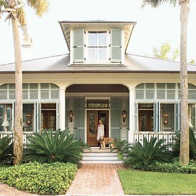 shutters Coastal Bungalow, Exterior Paint Schemes, Exterior House Siding, Southern Living House Plans, Porch House Plans, Shutters Exterior, Modern Farmhouse Exterior, Beach Cottage Decor, House Siding