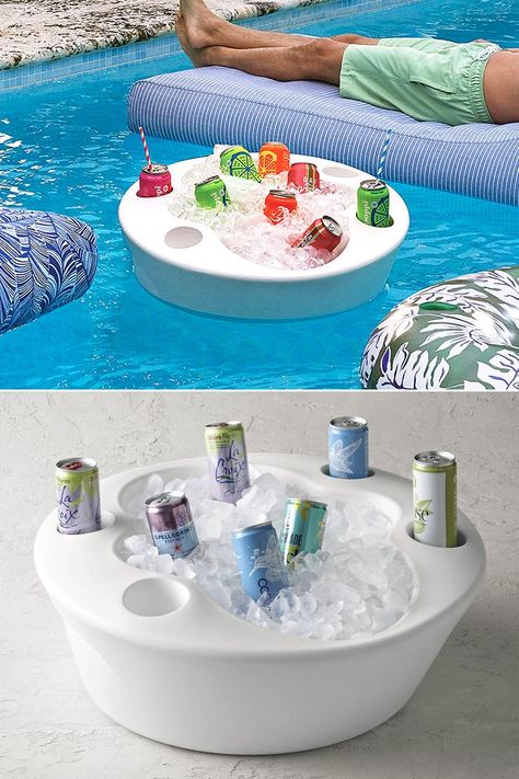 A large and luxurious floating pool tray with 4 cupholders, a center beverage tub to hold ice and drinks, and it's designed to stay evenly afloat. Floating Drinks In Pool, Pool Tray, Floating Pool Tray, Beverage Tub, Lake Boat, Food Trays, Pool Accessories, Iced Drinks, Drink Holder