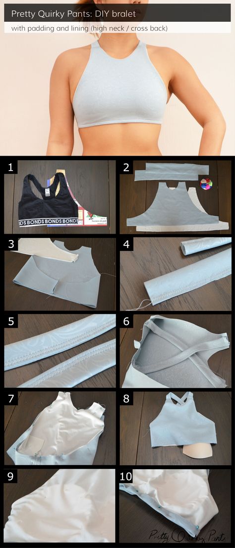 Sports Bra Diy, Pola Bra, Diy Bra, Sports Bra Pattern, Sewing Lingerie, Diy Vetement, Bra Pattern, Kleidung Diy, Ropa Diy