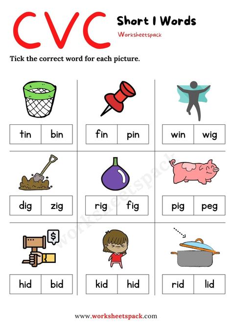 Short A Worksheets for Kindergarten Free PDF - worksheetspack Vowel And Consonant Worksheet For Kindergarten, Letter Writing Kindergarten, Short I Worksheets, Short A Worksheets, I Words, Kindergarten Homework, Short I Words, Cvc Words Worksheets, Family Word