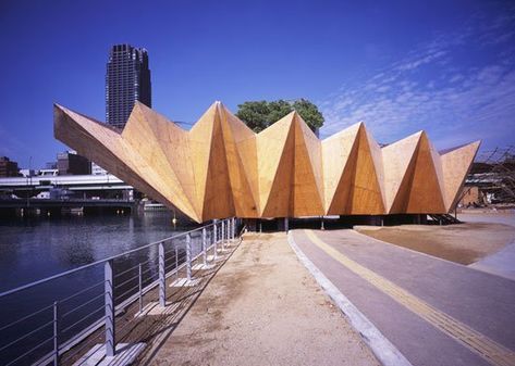 Gallery of Bamboo Forest and Corinth Hut / RAA - 2 Folding Architecture, Folding Structure, Origami Architecture, Eco Architecture, Urban Fabric, Structure Architecture, Bamboo Forest, Roof Panels, Osaka Japan