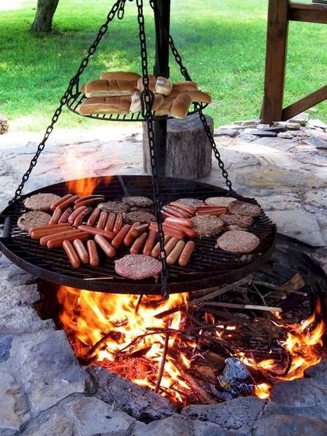 24 backyard outdoor fire pit ideas such as DIY in ground fire pits, best kits & designs for wood burning fire pit tables & grills, concrete fire bowls, etc! – A Piece of Rainbow #backyard #patio #outdoor #spring #summer #homestead #homesteading #diy #gardens #gardendesign #gardenideas #landscaping #landscape landscaping, landscape design, garden party, entertaining outside Backyard Bbq Pit, In Ground Fire Pit, Diy Fire Pit Ideas, Pit Bbq, Outside Fire Pits, Fire Pit Cooking, Cooking Grill, Outdoor Fire Pit Designs, Backyard Fireplace