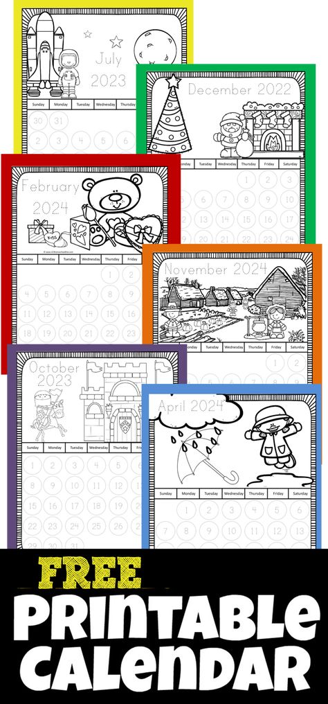 Kindergarten Math Printables, Kindergarten Calendar, Printable Worksheets For Kindergarten, Calendar Worksheets, Kindergarten Math Free, 12 Months Of The Year, Shapes Worksheet Kindergarten, Free Worksheets For Kids, Kindergarten Math Games