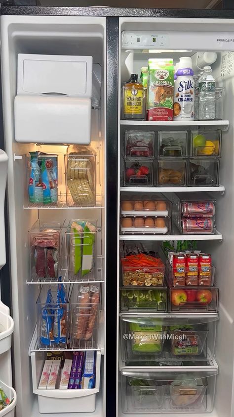 Fridge Storage Ideas, Fridge Organisation, Healthy Fridge, Organized Fridge, Freezer Organization, Fridge Organisers, House Organisation, Kitchen Organization Diy, Kitchen Organization Pantry