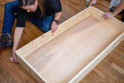 DIY Under-Bed Storage Drawers | HGTV Slim Underbed Storage, How To Make Under Bed Storage Drawers, Under Daybed Storage Ideas, Under Bed Shoe Storage Ideas Diy, Diy Underbed Shoe Storage, Diy Under The Bed Storage, Diy Underbed Storage Drawers Wheels, Diy Underbed Storage Drawers, Diy Under Bed Storage With Wheels