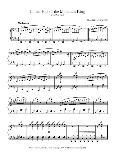 In The Hall Of The Mountain King Piano, In The Hall Of The Mountain King, Piano Songs Sheet Music, Music Lessons For Kids, Song Sheet, Piano Songs, Music Class, Free Sheet Music, Piano Sheet