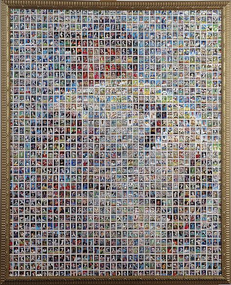 Mickey Mantle baseball card collage by Darryl Vlasak 40x49. Baseball Cards Storage, Sports Cards Display, Baseball Card Displays, Sports Memorabilia Display, Baseball Card Values, Baseball Card Template, Card Collage, Memorabilia Display, Old Baseball Cards