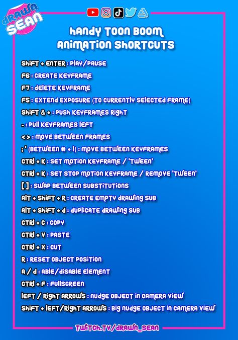 DrawnSean 🍄 on X: "There's a lot to learn when it comes to animating in @ToonBoom Harmony. I've made a list of really useful shortcuts that will help you speed up your animating. #toonboomharmony #toonboom #animation #2Danimation #tutorial https://t.co/e0OQhHrXEd" / X Animation Timing Charts, Toonboom Harmony, Simple Animation Exercises, Learn Animation 2d, Toon Boom Harmony Animation, 2d Animation Exercise, Gesture Drawing, Animation Tutorial, Lists To Make