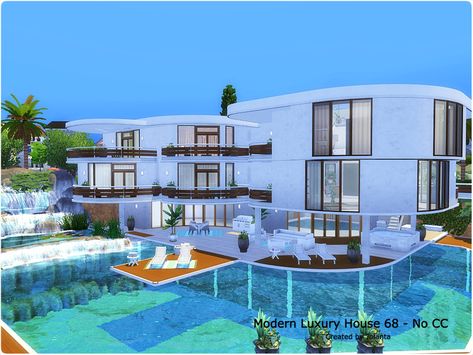 Beach Villa Floor Plan, Modern Luxury House, Sims Lots, Lotes The Sims 4, Modern Japanese Style, The Sims 4 Lots, Sims 4 Family, Unique Floor Plans, Cc Furniture