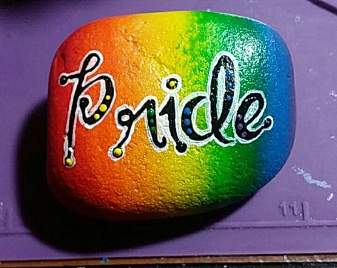 Gay pride, LGBTQ painted rock- kindness rocks project Lgbtq Crafts, Pride Rocks, Pride Projects, Kindness Stones, Decorated Rocks, Kindness Rocks Project, Rock Tile, Heart Rocks, Decorative Magnets