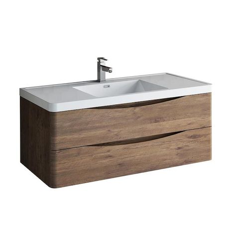 Fresca Senza 48-in Rosewood Single Sink Bathroom Vanity with White Acrylic Top in the Bathroom Vanities with Tops department at Lowes.com Modern Bathroom Cabinet, Wood Bathroom Cabinets, Countertop Sink, Resin Countertops, Mdf Cabinets, Modern Bathroom Cabinets, Integrated Sink, Vanity Drawers, Modern Wall Hanging