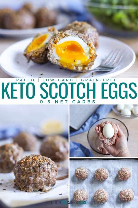 Keto Scotch Eggs (Without Breadcrumbs) – Ditch The Carbs Keto Scotch Eggs, Scotch Eggs Recipe, Keto Egg Recipe, Ditch The Carbs, Scotch Eggs, High Fat Foods, Low Carbohydrates, Diet Help, Low Carb Snacks