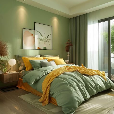 21+ Fresh Room Ideas with Green and Yellow Color Schemes • 333+ Art Images Green Bedroom Yellow Bed, Yellow Color Bedroom Ideas, Yellow And Green Bedding, Sage Green Yellow Bedroom, Green And Yellow Room Aesthetic, Bright Green Bedroom Ideas, Sage And Yellow Bedroom, Lime Green Room Ideas Bedroom, Green And Yellow Room