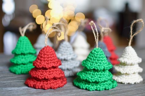 Rustic Tree Ornaments Crochet Pattern by Yarn Society Crochet Christmas Trees Pattern, Crochet Christmas Ornaments Free, Crochet Christmas Tree, Crochet Ornament Patterns, Christmas Crochet Patterns Free, Crocheted Christmas, Crochet Tree, Crochet Christmas Gifts, Confection Au Crochet