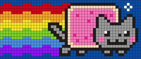 Kandi Patterns for Kandi Cuffs - Characters Pony Bead Patterns Nyan Cat Perler Beads Pattern, Nyan Cat Kandi Pattern, Kandi Cat Pattern, Kandi Flat Panel Pattern, Nyan Cat Outfit, Nyan Cat Kandi, Nyan Cat Pixel, Nyan Cat Fanart, Nyan Cat Costume