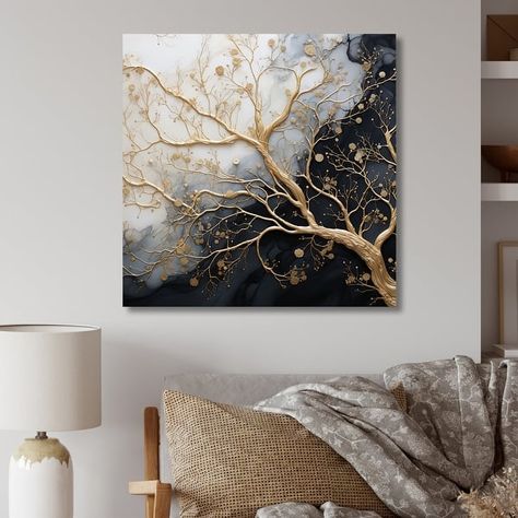 Tree Branch Wall Art, Shadow Painting, Monochrome Wall Art, Branch Tree, Monochrome Wall, Calligraphy Art Print, Foil Art, Acrylic Painting Tutorials, Pouring Painting