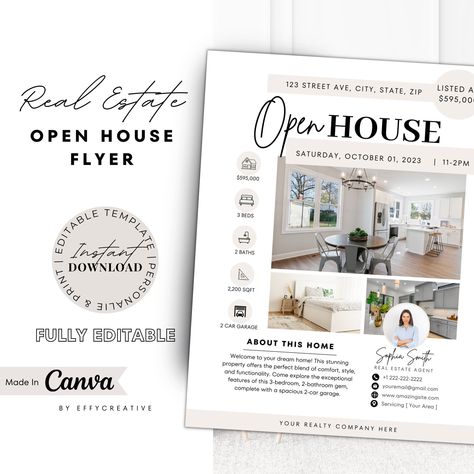 Introducing the Ultimate Open House Flyer Template! Are you hosting an open house and looking for a stunning flyer template to attract potential buyers? Look no further! Our customizable open house flyer template, available on Canva, is the perfect solution to make your event stand out and drive traffic to your listing. With Canva's user-friendly interface, you can effortlessly personalize every aspect of the flyer to match your brand and event details. Simply add your own text, images, and cust Open House Flyer Design, Open House Advertising Ideas, Open House Flyer Ideas, Open House Realtor Outfit Ideas, Open House Flyers Real Estate, Realtor Flyer Design, Open House Ideas Real Estate, Realty Branding, Realtor Organization