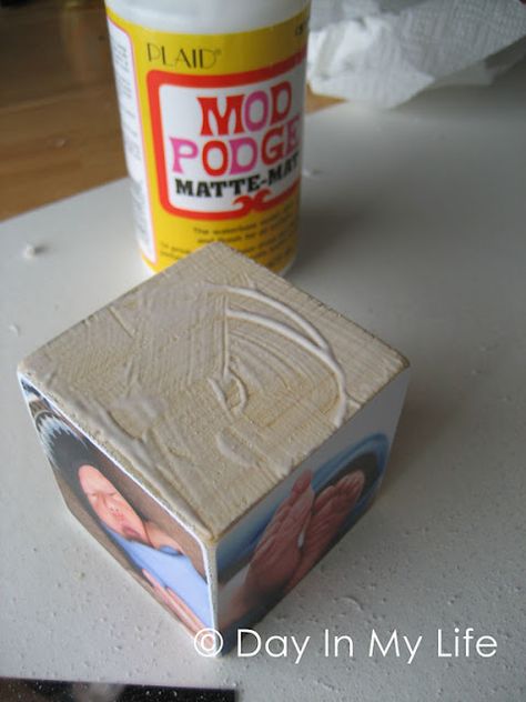 Photo Blocks Photo Blocks Diy Wood, Wood Blocks Diy, Diy Photo Cube, Wood Craft Patterns, Mod Podge Crafts, Wood Block Crafts, Photo Cubes, Photo Deco, Diy Blocks