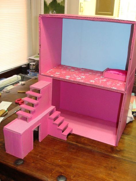 Dollhouse From Boxes and Cardboard : 5 Steps - Instructables Make Dollhouse Furniture, Cute Dollhouse, Cardboard Fireplace, Cardboard Dollhouse, Colorful Room, Diy Barbie House, Felt House, Barbie Room, Cardboard Toys