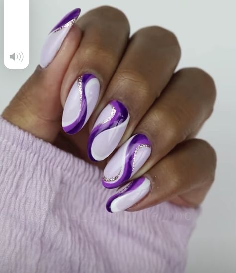 White And Purple Nails, Purple And White Nails, Casket Nails, Glitter Gel Nail Designs, Purple Nail Art Designs, Purple Gel Nails, Glitter French Nails, Summer Nail Colors, Purple Nail Art