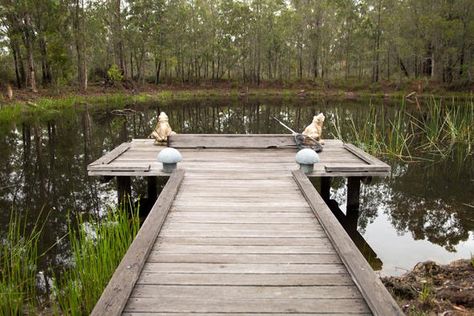 Dam Jetty Ideas, Farm Dam Ideas, Dam Jetty, Dam Ideas, Pond Deck, Eco Farm, Farm Pond, Water Dam, Camp Lake